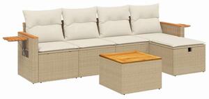 Polyrattan Kerti Ülőgarnitúra - 6 részes - Bézs