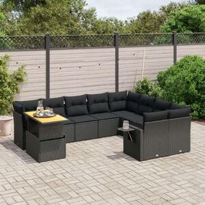 VidaXL Polyrattan Kerti Ülőgarnitúra - 10 részes - Fekete
