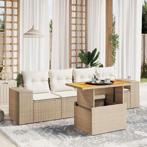 VidaXL Polyrattan Kerti Ülőgarnitúra - 5 részes - Bézs