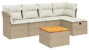 VidaXL Polyrattan Kerti Ülőgarnitúra - 6 részes - Bézs