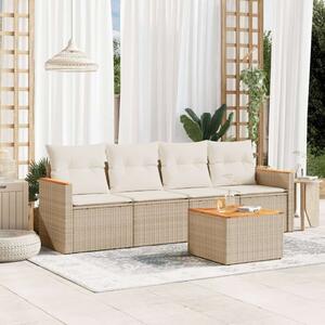VidaXL Polyrattan Kerti Ülőgarnitúra - 5 részes - Bézs