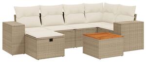 VidaXL Polyrattan Kerti Ülőgarnitúra - 7 részes - Bézs