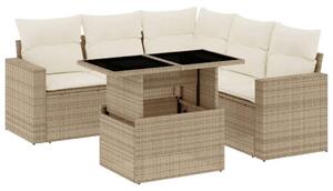 VidaXL Polyrattan Kerti Ülőgarnitúra - 6 részes, Bézs