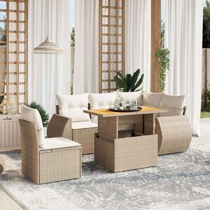 VidaXL Polyrattan Kerti Ülőgarnitúra - 6 részes - Bézs