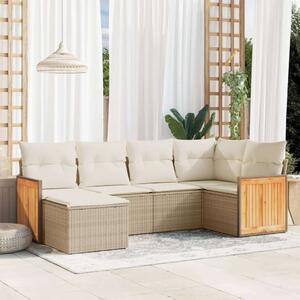 Polyrattan Kerti Ülőgarnitúra - 6 részes - Bézs