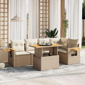 VidaXL Polyrattan Kerti Ülőgarnitúra - 6 részes - Bézs
