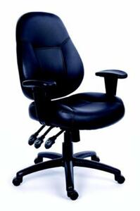 Irodai szék, állítható karfával, fekete bonded bőrborítás, fekete lábkereszt, MAYAH Champion (BBSZVV20)