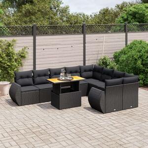 VidaXL Polyrattan Kerti Ülőgarnitúra - 10 részes - Fekete
