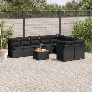 VidaXL Polyrattan Kerti Ülőgarnitúra - 10 részes - Fekete