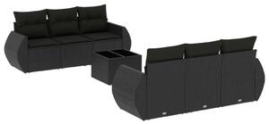 VidaXL Polyrattan Kerti Ülőgarnitúra - 7 részes - Fekete