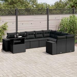 VidaXL Polyrattan Kerti Ülőgarnitúra - 10 részes - Fekete