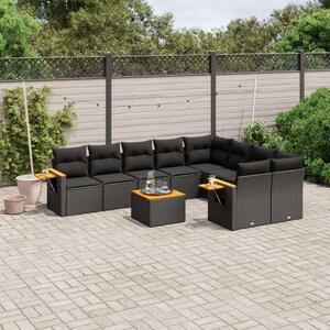 VidaXL Polyrattan Kerti Ülőgarnitúra - 10 részes - Fekete