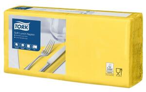 Szalvéta, 1/4 hajtogatott, 3 rétegű, 32,5x32,8 cm, Advanced, TORK Soft Lunch, sárga (KHH517)