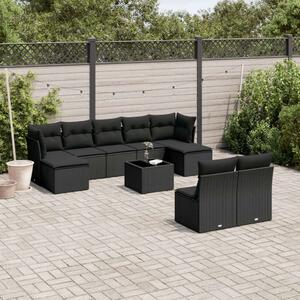 VidaXL Polyrattan Kerti Ülőgarnitúra - 10 részes - Fekete