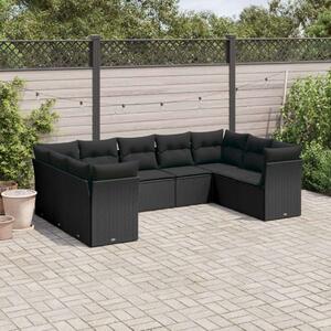 VidaXL Polyrattan Kerti Ülőgarnitúra - 9 részes - Fekete