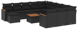 VidaXL Polyrattan Kerti Ülőgarnitúra - 13 részes - Fekete
