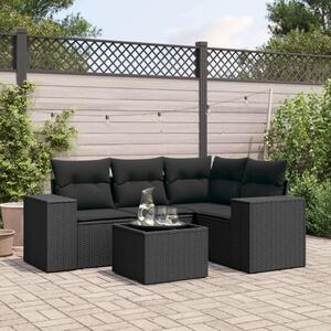 VidaXL Polyrattan Kerti Kanapé Szett - 5 részes - Fekete