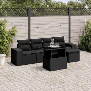 VidaXL Polyrattan Kerti Ülőgarnitúra - 6 részes - Fekete