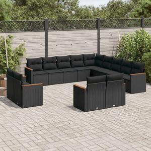 VidaXL Polyrattan Kerti Ülőgarnitúra - 13 részes - Fekete