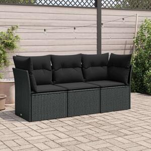 VidaXL 3 részes Kerti Ülőgarnitúra - Fekete Polyrattan