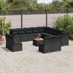 VidaXL Polyrattan Kerti Ülőgarnitúra - 14 részes - Fekete