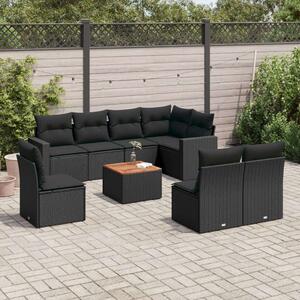 VidaXL Polyrattan Kerti Ülőgarnitúra - 9 részes - Fekete