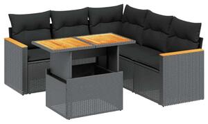 Polyrattan Kerti Ülőgarnitúra - 6 részes - Fekete