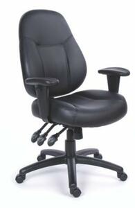 Irodai szék, állítható karfával, fekete, puha bonded bőrborítás, fekete lábkereszt, MAYAH Champion Plus (BBSZVV44)