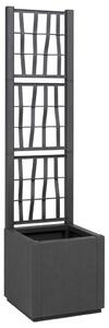 Sötétszürke Kerti Cserép Trellis-szel - 36x36x140 cm