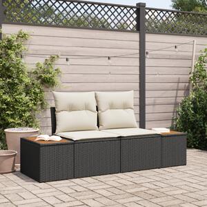 Kerti kanapé Fekete 184 x 62 x 85cm polirattan