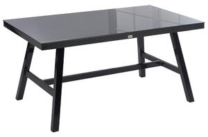 Kerti asztal CANETTO 150 cm 90 cm Üveg Fekete