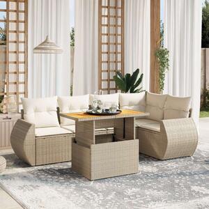 VidaXL Polyrattan Kerti Ülőgarnitúra - 6 részes - Bézs