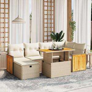 VidaXL Polyrattan Kerti Ülőgarnitúra - 7 részes - Bézs