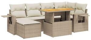 VidaXL Polyrattan Kerti Ülőgarnitúra - 7 részes - Bézs