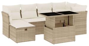 VidaXL Polyrattan Kerti Ülőgarnitúra - 7 részes - Bézs