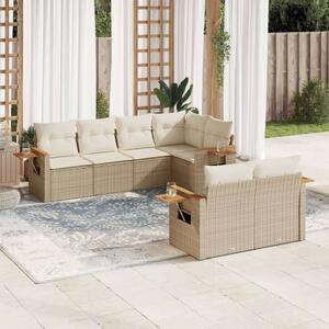 VidaXL Polyrattan Kerti Ülőgarnitúra - 7 részes - Bézs