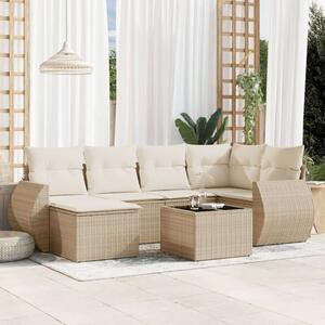 VidaXL Polyrattan Kerti Ülőgarnitúra - 7 részes - Bézs