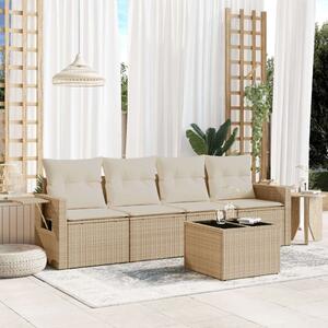 VidaXL Polyrattan Kerti Ülőgarnitúra - 5 részes - Bézs