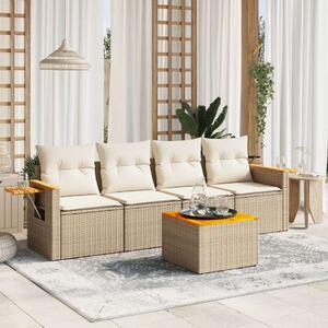 VidaXL 5 részes Polyrattan Kerti Ülőgarnitúra - Bézs