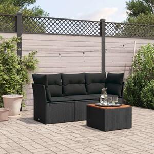 VidaXL Polyrattan Kerti Ülőgarnitúra - 4 részes - Fekete