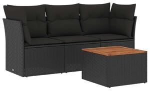 VidaXL Polyrattan Kerti Ülőgarnitúra - 4 részes - Fekete