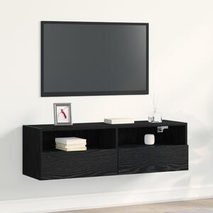 TV Fali Szekrény Fekete Tölgy 100x30x30 cm Műanyag Fa