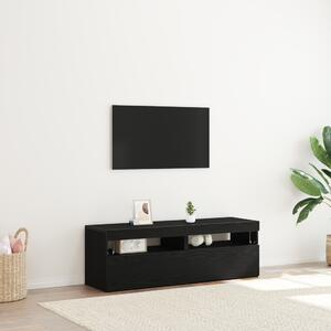 LED lámpás TV szekrények 2 db Fekete Tölgy 60x35x40 cm Mérnöki Fa