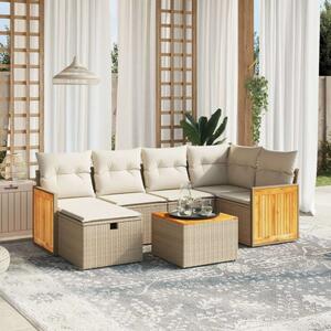 VidaXL Polyrattan Kerti Ülőgarnitúra - 7 részes - Bézs