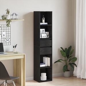 Könyvespolc Moduláris Fekete Tömör tölgy 36x30x171 cm Mérnöki fa