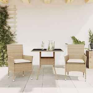 VidaXL Polyrattan Kerti Étkezőgarnitúra - 3 részes, Bézs