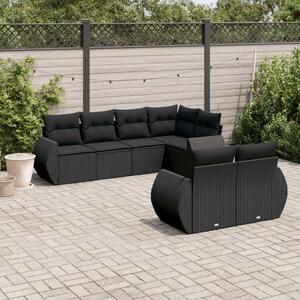 Polyrattan Kerti Ülőgarnitúra - 7 részes - Fekete