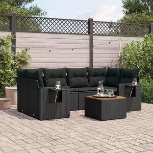 VidaXL Polyrattan Kerti Ülőgarnitúra - 7 részes - Fekete