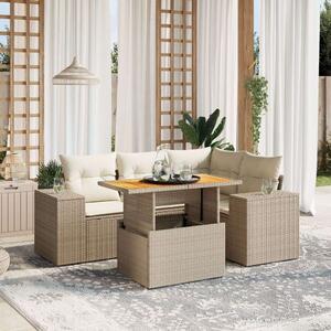 VidaXL Polyrattan Kerti Ülőgarnitúra - 5 részes - Bézs