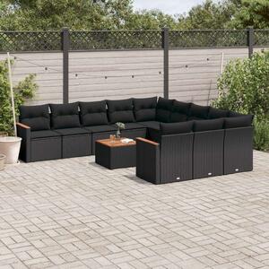 VidaXL Polyrattan Kerti Ülőgarnitúra - 12 részes - Fekete
